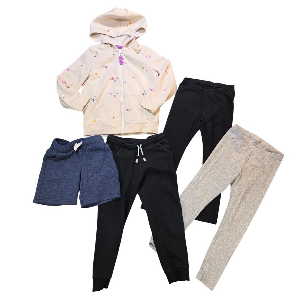 Cat & Jack Girls 4T 5 Piece Clothing Lot Hoodie Joggers Leggings Shorts